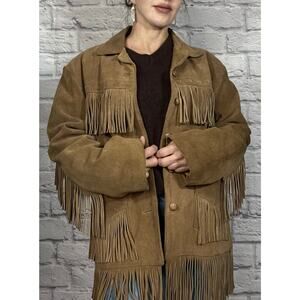 Vintage Boot Country Classic Western/Cowgirl Suede Leather Fringe Coat/Jacket